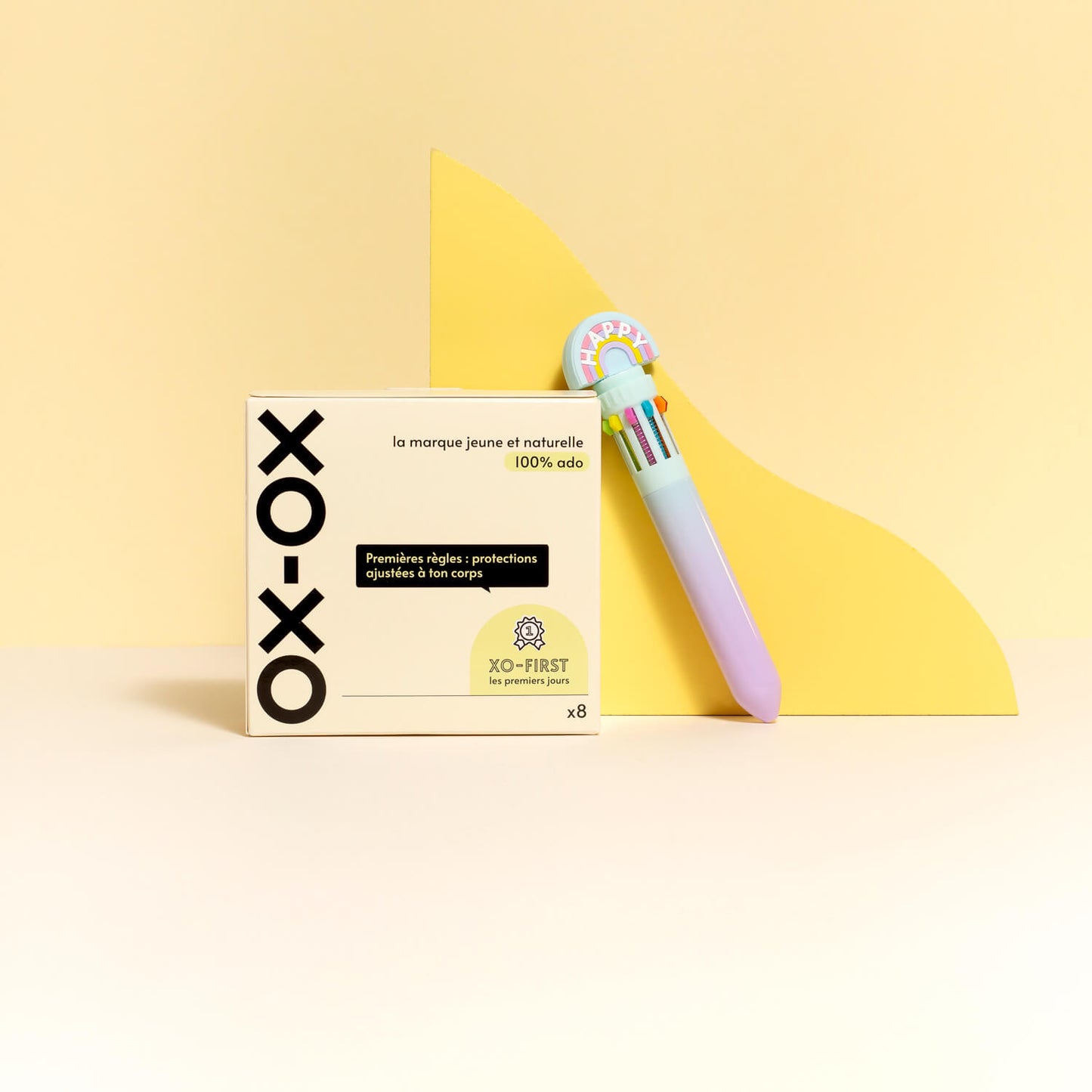 Kit Premières Règles XO-FIRST avec serviettes hygiéniques en coton bio